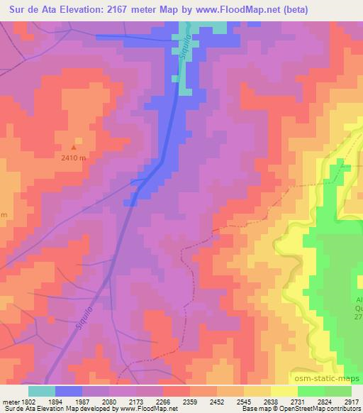 Sur de Ata,Colombia Elevation Map