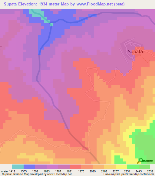 Supata,Colombia Elevation Map