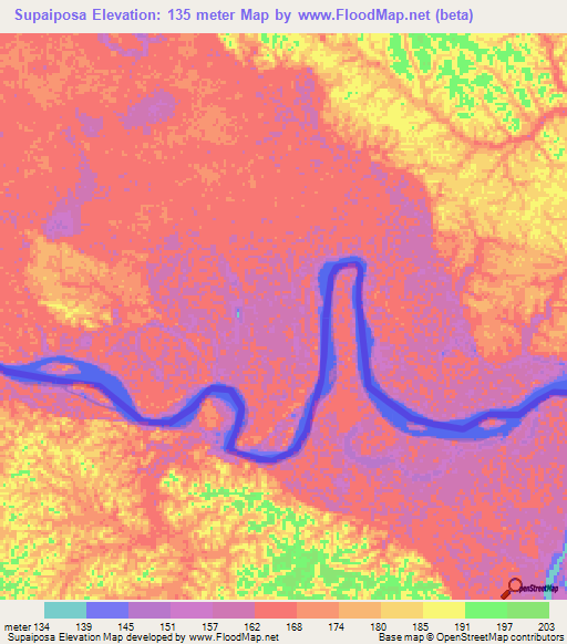 Supaiposa,Colombia Elevation Map