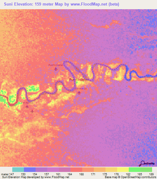 Suni,Colombia Elevation Map