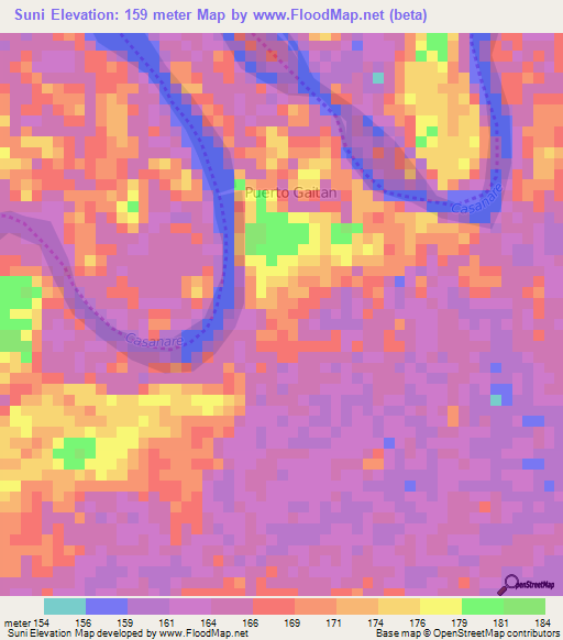 Suni,Colombia Elevation Map