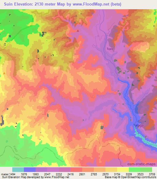 Suin,Colombia Elevation Map