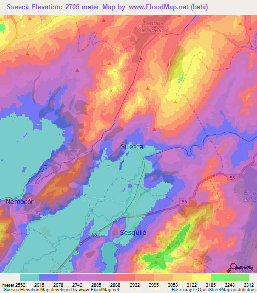 Suesca,Colombia Elevation Map