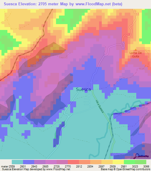 Suesca,Colombia Elevation Map