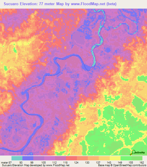 Sucuaro,Colombia Elevation Map