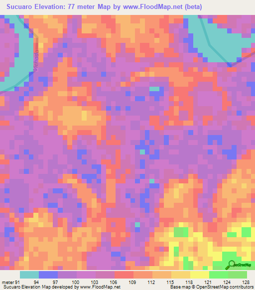 Sucuaro,Colombia Elevation Map