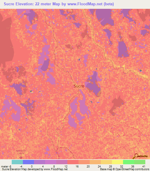 Sucre,Colombia Elevation Map