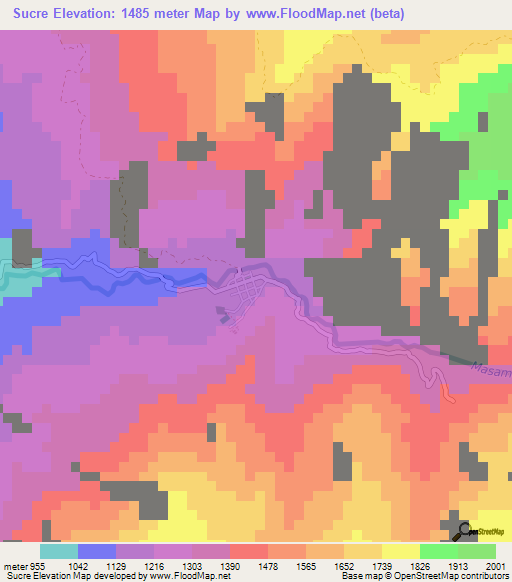 Sucre,Colombia Elevation Map