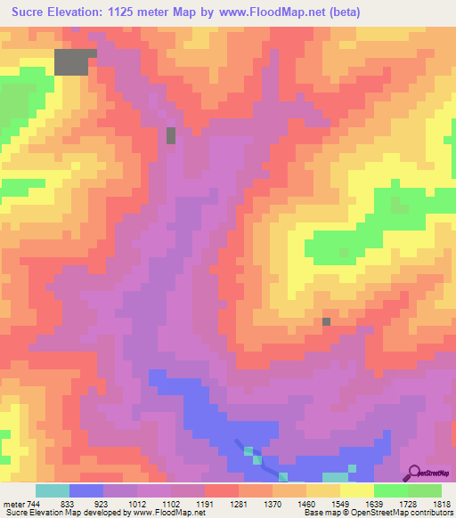 Sucre,Colombia Elevation Map