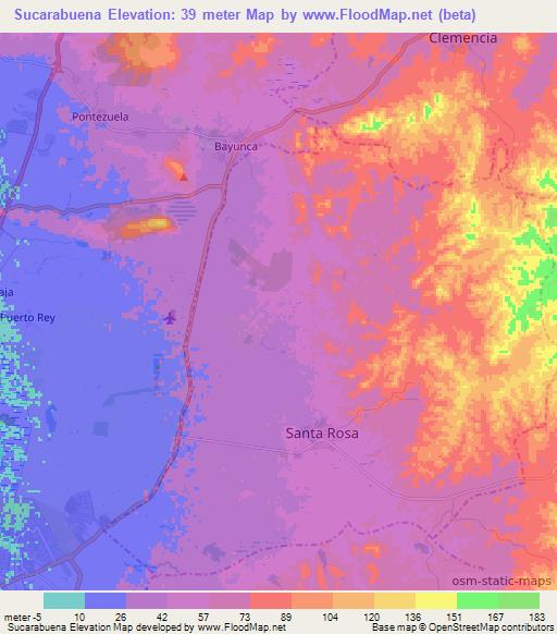 Sucarabuena,Colombia Elevation Map