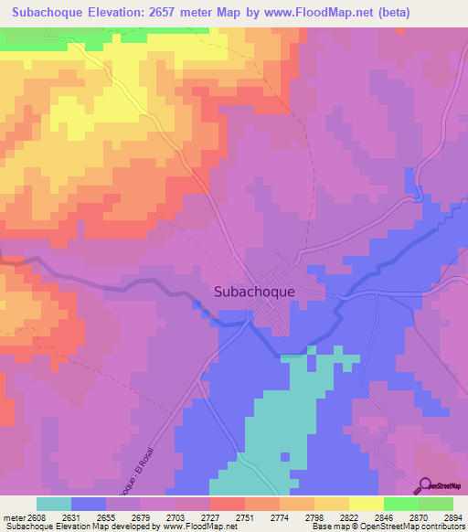 Subachoque,Colombia Elevation Map