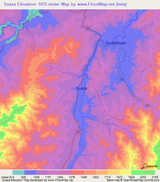 Suaza,Colombia Elevation Map