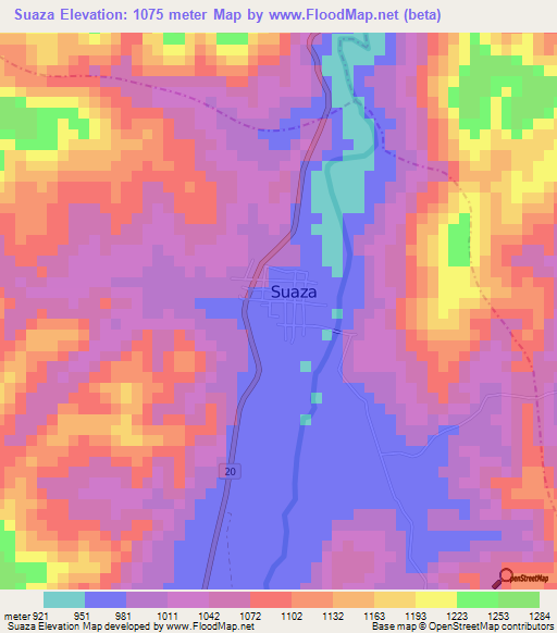 Suaza,Colombia Elevation Map