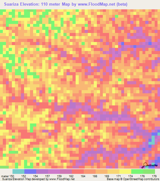 Suariza,Colombia Elevation Map