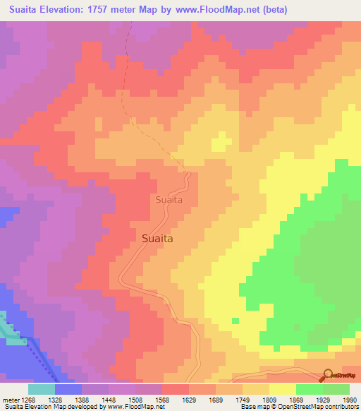 Suaita,Colombia Elevation Map