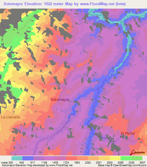 Sotomayor,Colombia Elevation Map