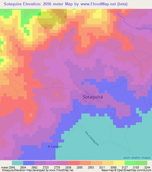 Sotaquira,Colombia Elevation Map