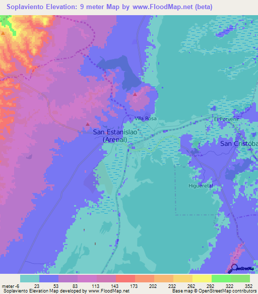 Soplaviento,Colombia Elevation Map