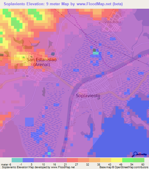 Soplaviento,Colombia Elevation Map