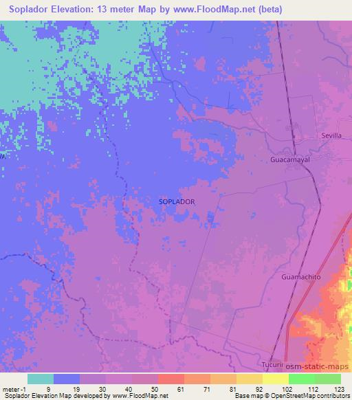 Soplador,Colombia Elevation Map