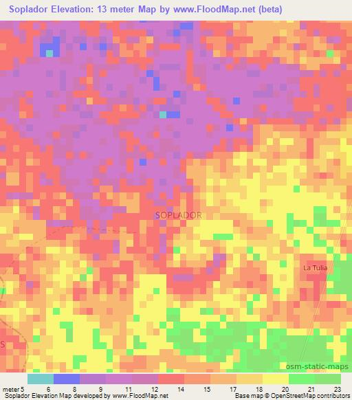 Soplador,Colombia Elevation Map