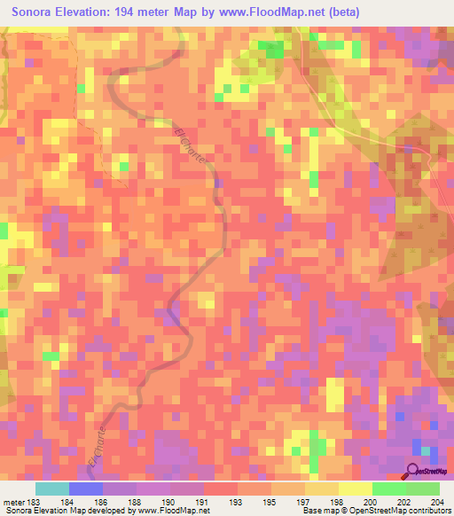 Sonora,Colombia Elevation Map