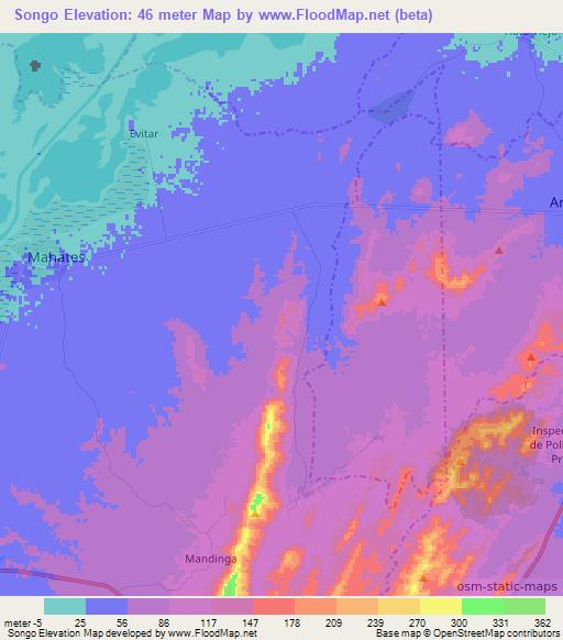 Songo,Colombia Elevation Map