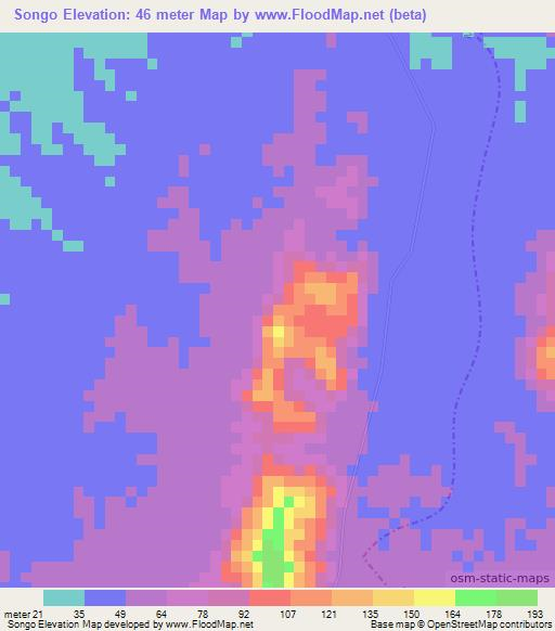 Songo,Colombia Elevation Map