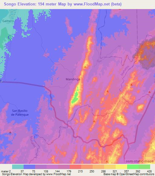 Songo,Colombia Elevation Map