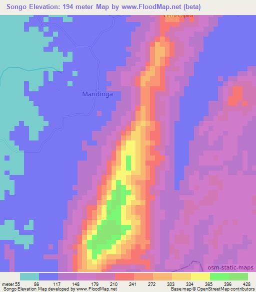 Songo,Colombia Elevation Map