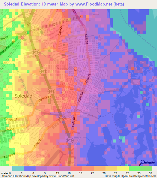 Soledad,Colombia Elevation Map