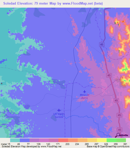 Soledad,Colombia Elevation Map