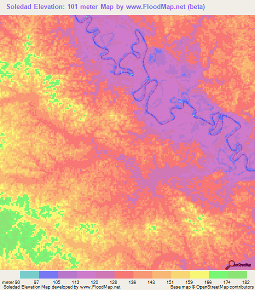 Soledad,Colombia Elevation Map