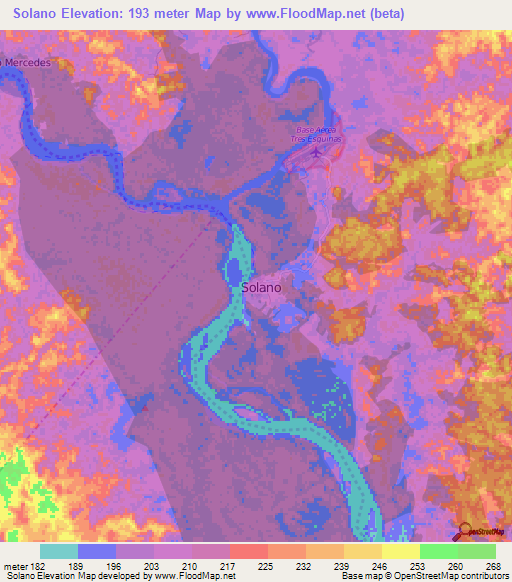 Solano,Colombia Elevation Map