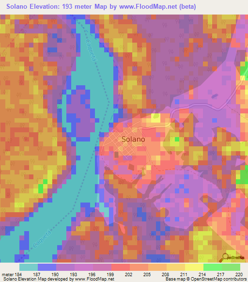 Solano,Colombia Elevation Map