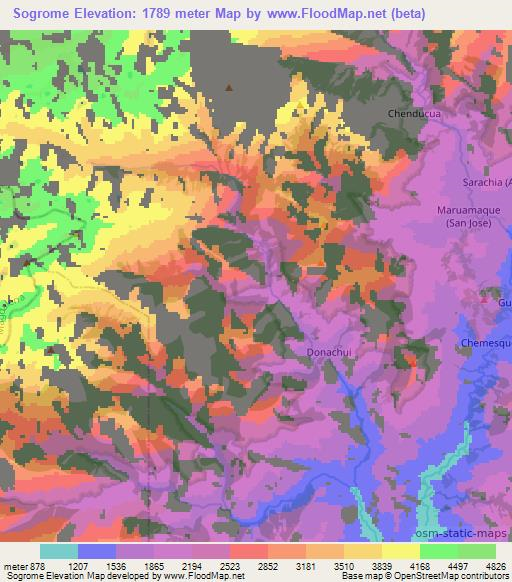 Sogrome,Colombia Elevation Map