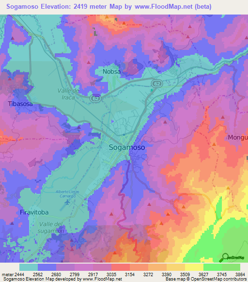 Sogamoso,Colombia Elevation Map