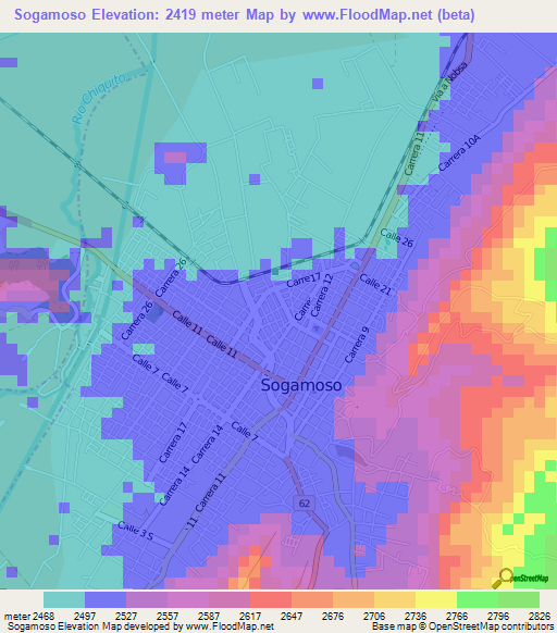 Sogamoso,Colombia Elevation Map