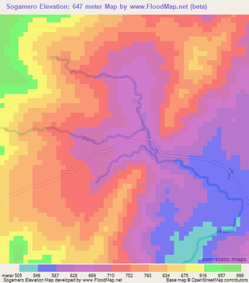 Sogamero,Colombia Elevation Map