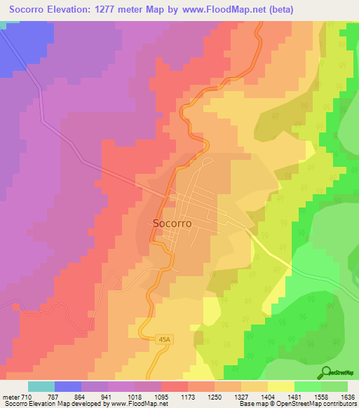 Socorro,Colombia Elevation Map