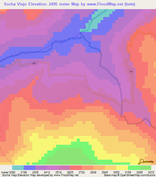 Socha Viejo,Colombia Elevation Map