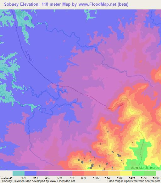 Sobuey,Colombia Elevation Map