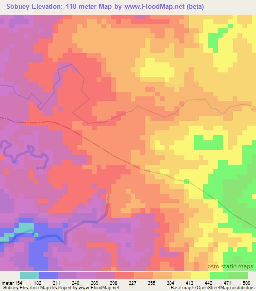 Sobuey,Colombia Elevation Map