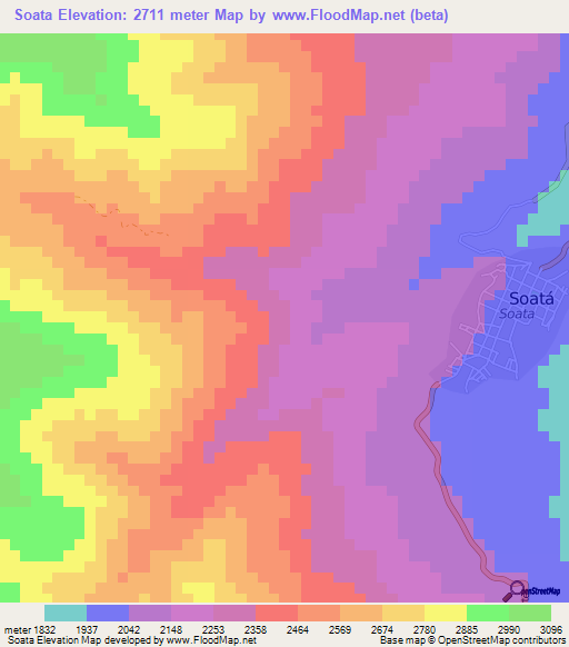 Soata,Colombia Elevation Map