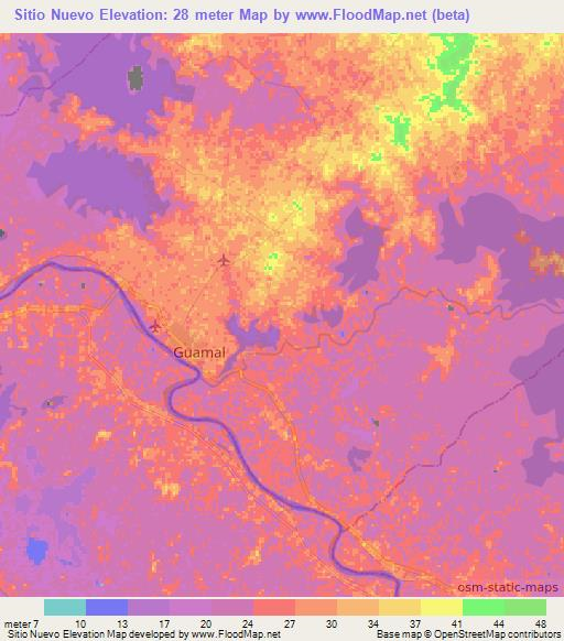 Sitio Nuevo,Colombia Elevation Map