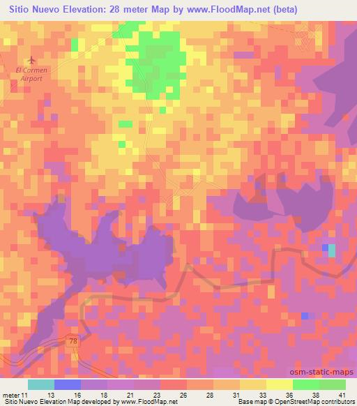 Sitio Nuevo,Colombia Elevation Map