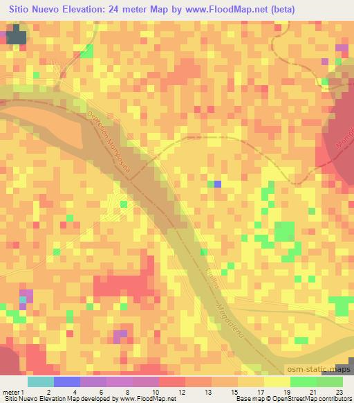 Sitio Nuevo,Colombia Elevation Map