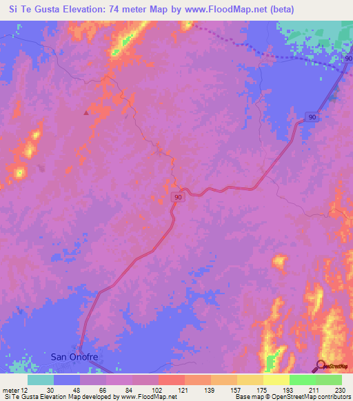 Si Te Gusta,Colombia Elevation Map