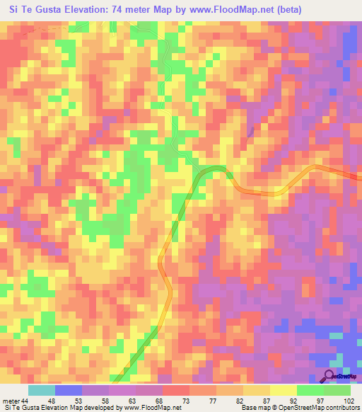 Si Te Gusta,Colombia Elevation Map