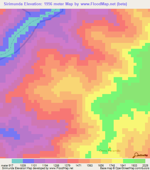 Sirimunda,Colombia Elevation Map